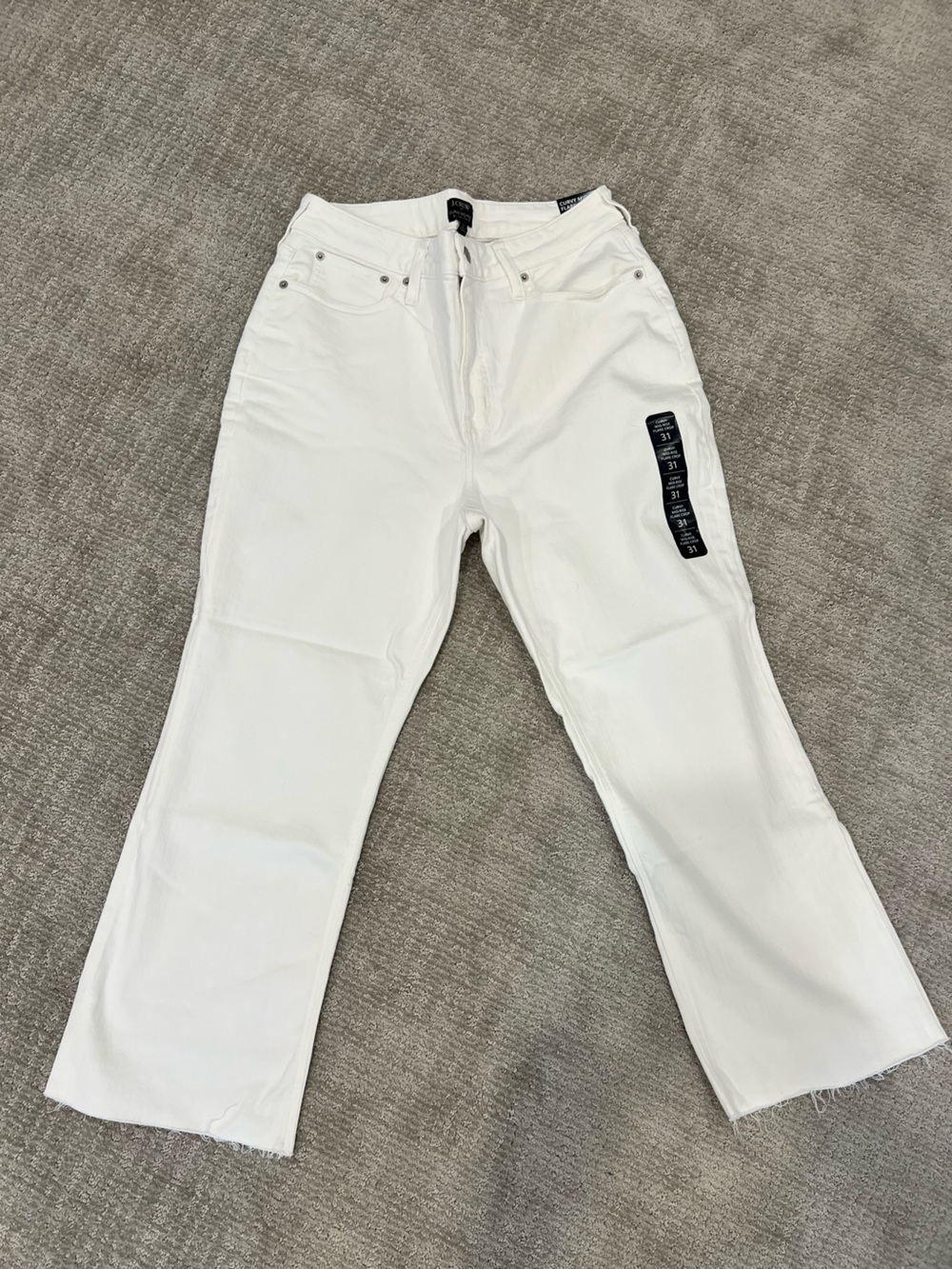 J. Crew White Cropped Straight-Leg Chinos